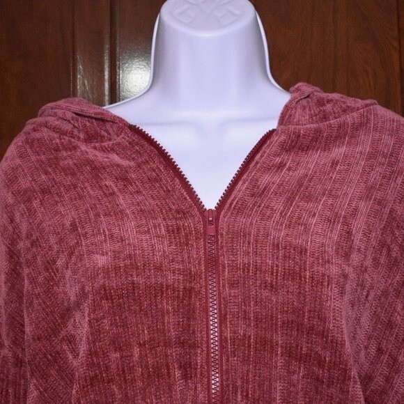 Style Rack Pink Zip-Up Cropped Hooded Sweater Jacket Size Small - Picture 3 of 13